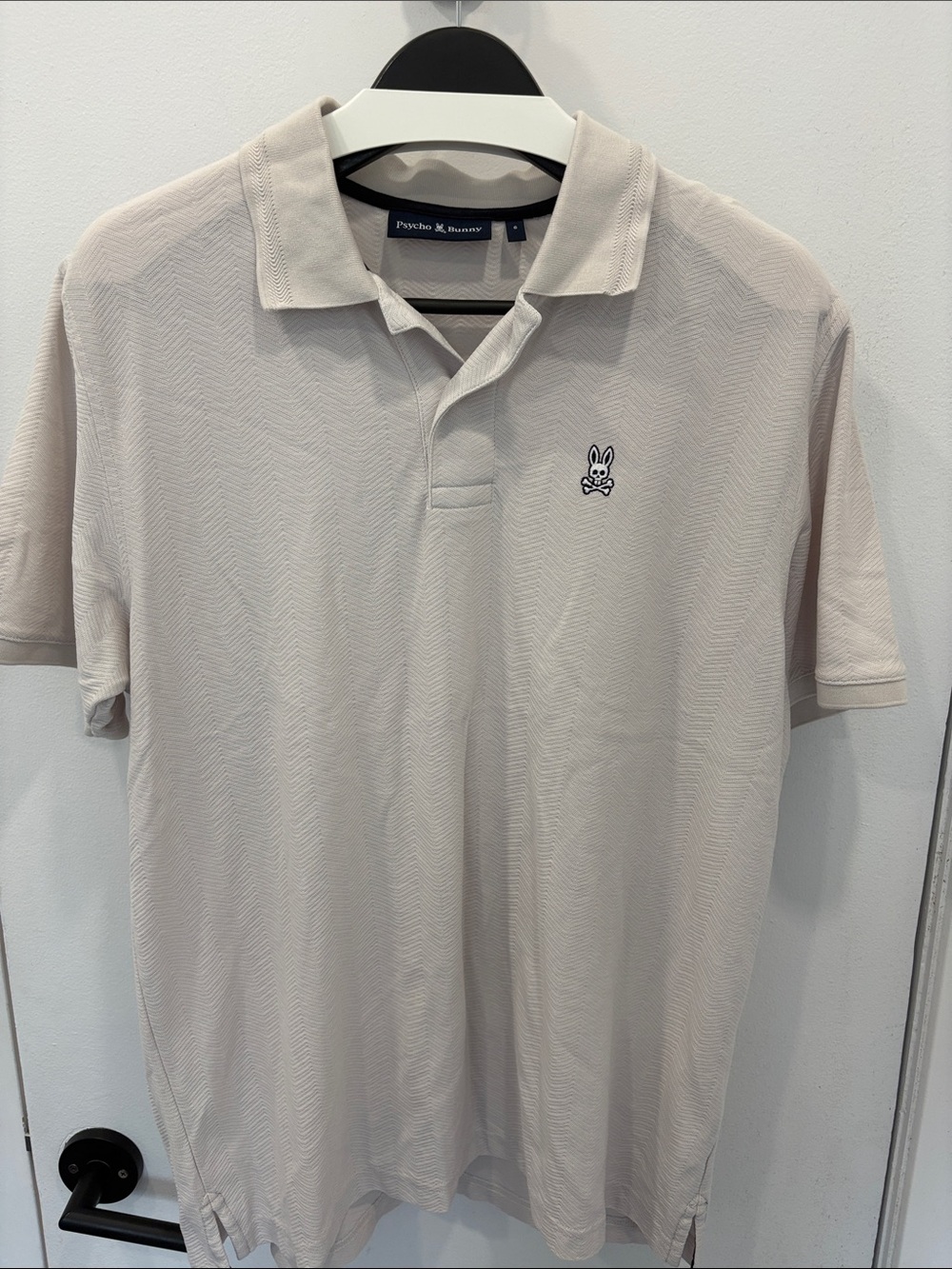 Psycho Bunny Men's Beige Polo with Embroidered Bunny Logo